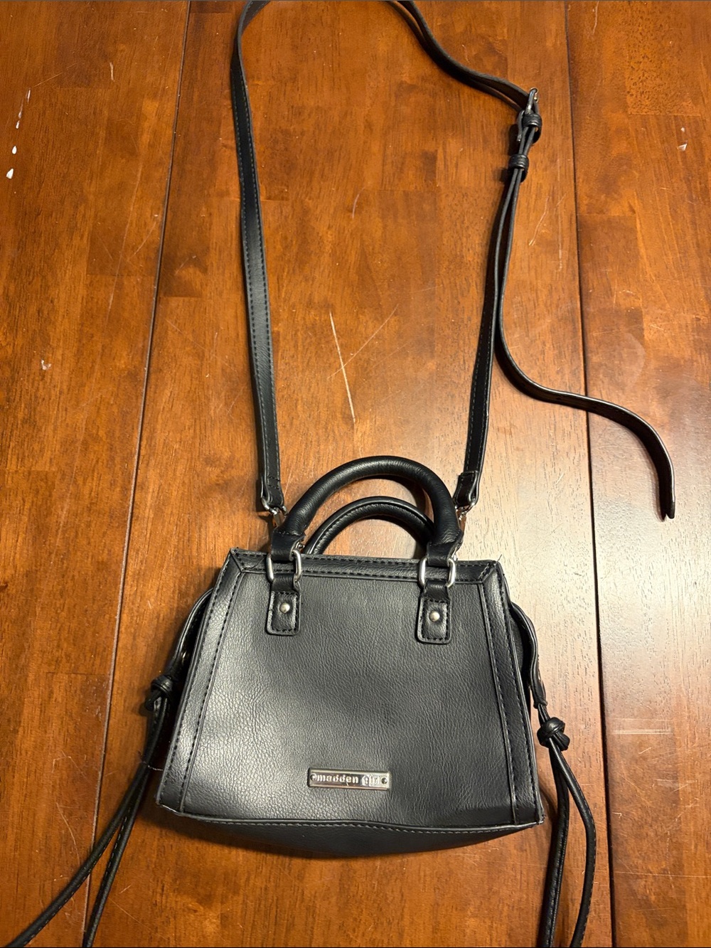 NEW!! Madden Girl Black Mini Leather Top-Handle Crossbody
